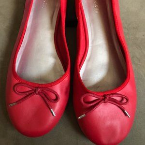 Lane Bryant Size 12 Women's Leather Red Flat